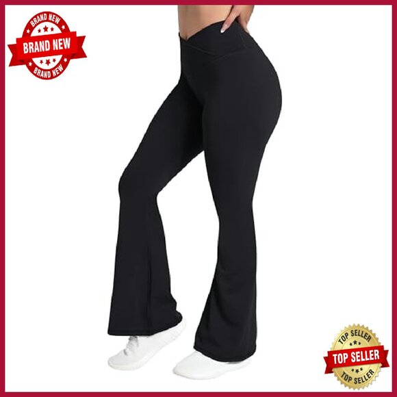 Fleece-Lined Flare Leggings with Tummy Control, High-Waisted Yoga Pants - Picture 5 of 8